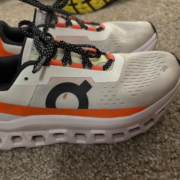 On Running Cloudmonster White and Orange Shoes - Picture 4 of 10